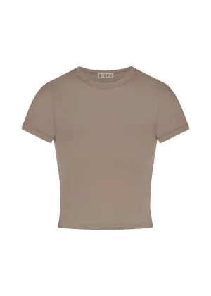 Short Sleeve Black Baby Tee (Clay)