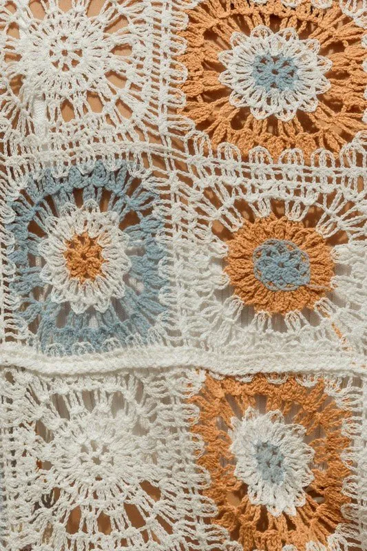 Short Sleeve Button Down Crochet Top