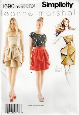 Simplicity 1690 LEANNE MARSHALL Womens Peplum Dress Skirt & Tops Out Of Print Sewing Pattern Sizes 4 - 12 or 12 - 20 UNCUT Factory Folded