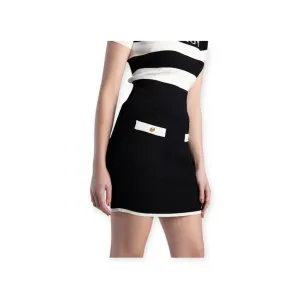 Sissy Boy Blank Space Mini Skirt With Mock Pocket Black/White