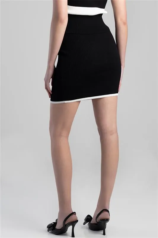 Sissy Boy Blank Space Mini Skirt With Mock Pocket Black/White