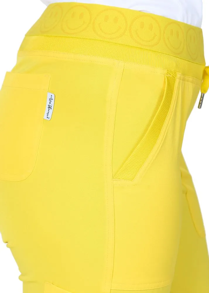 Smile Face Elastic Waistband Cargo Jogger Scrubs (3080)