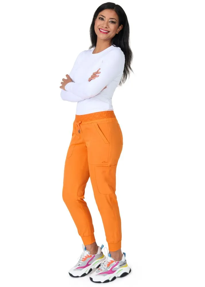 Smile Face Elastic Waistband Cargo Jogger Scrubs (3080)