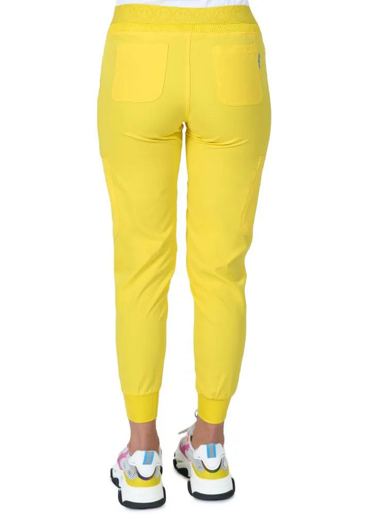 Smile Face Elastic Waistband Cargo Jogger Scrubs (3080)