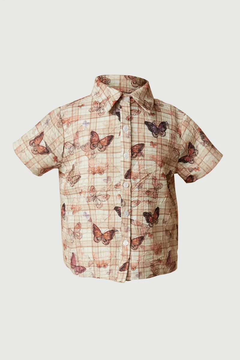 Smithsonian Butterfly Print Button up Shirt