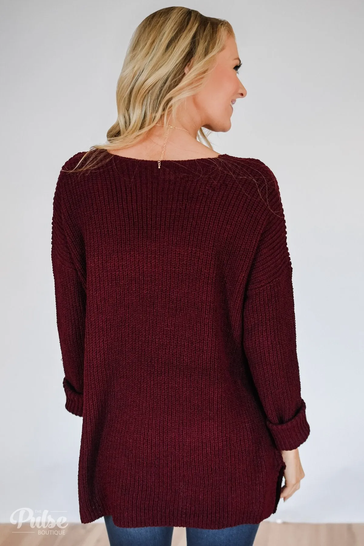 Snuggle Up Knitted Sweater- Burgundy
