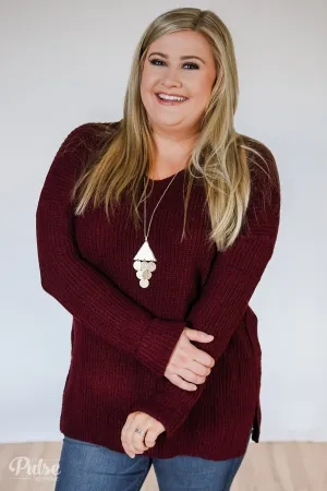 Snuggle Up Knitted Sweater- Burgundy
