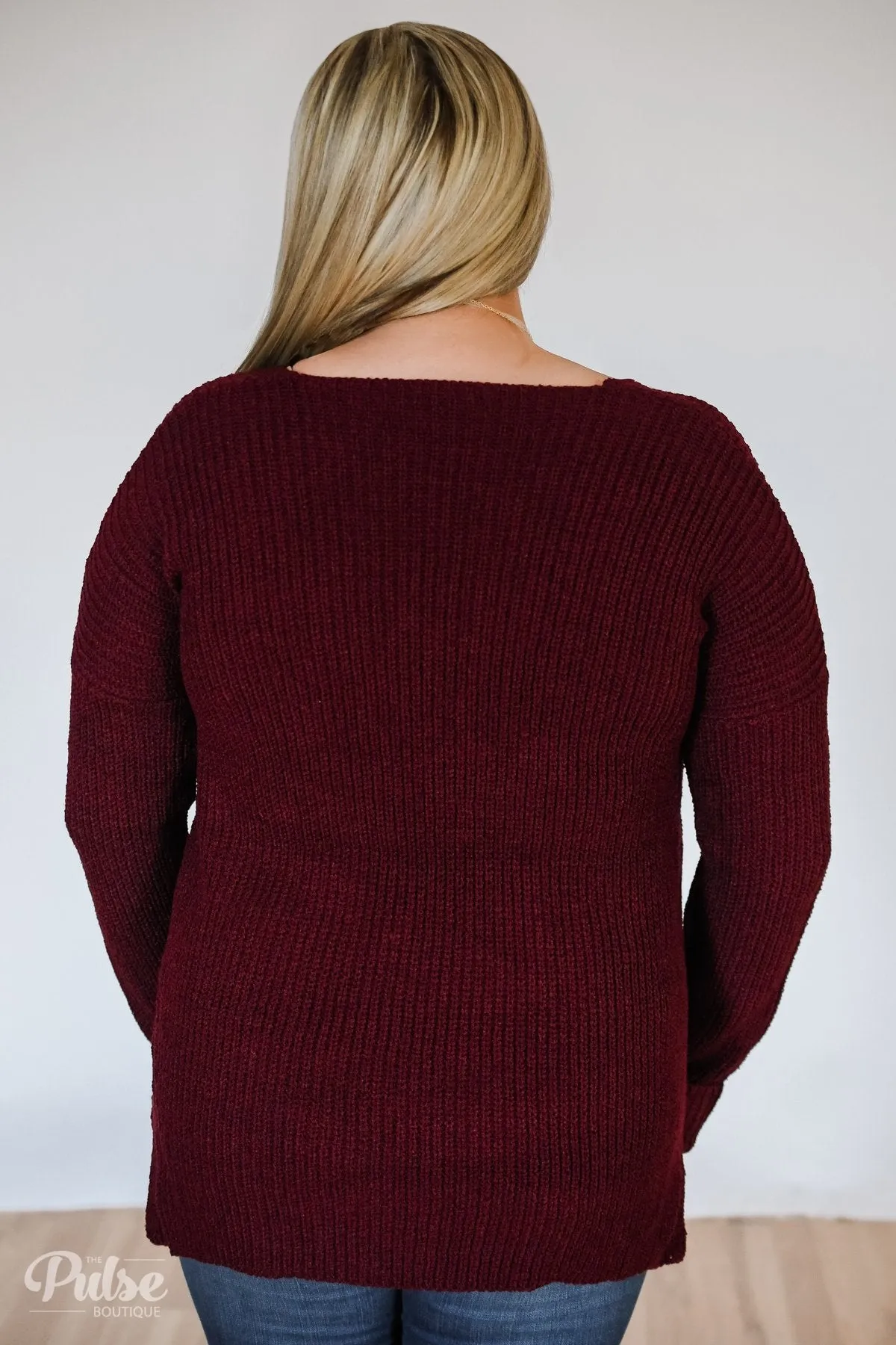 Snuggle Up Knitted Sweater- Burgundy