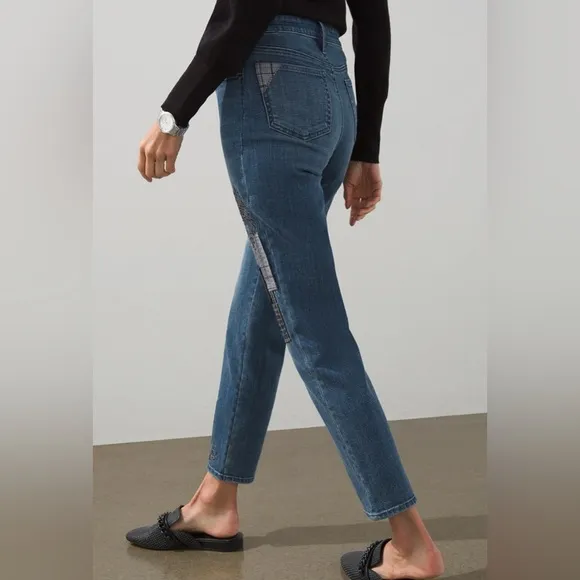 SO SLIMMINGGirlfriend Embroidered Patches Ankle Jeans Black Accents - 8R
