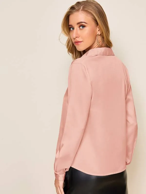 Solid Coral Pink Satin Top