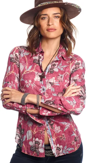 SOUK FLORAL RED BUTTON DOWN SHIRT