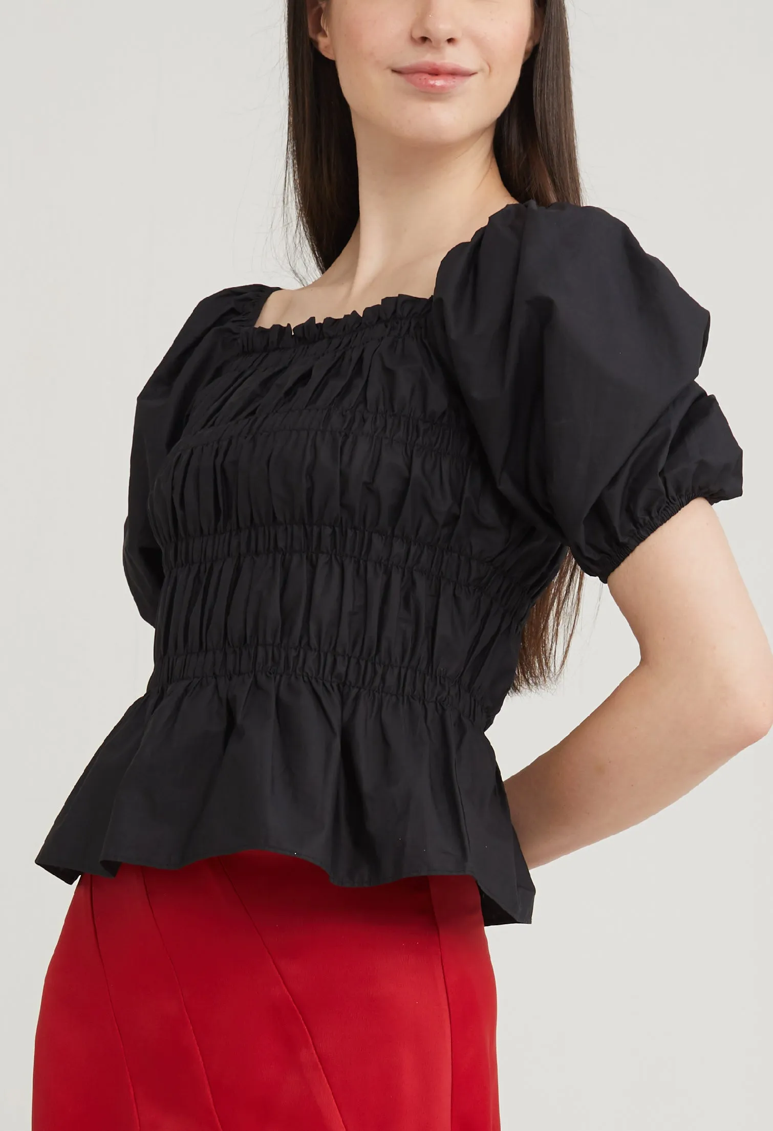 Stretch Bodice Peplum Top