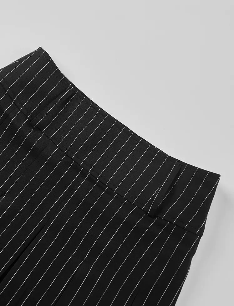 Stripe Pleated Mini Skirt