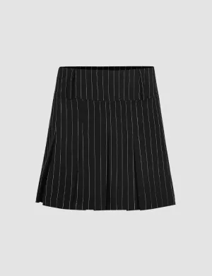 Stripe Pleated Mini Skirt