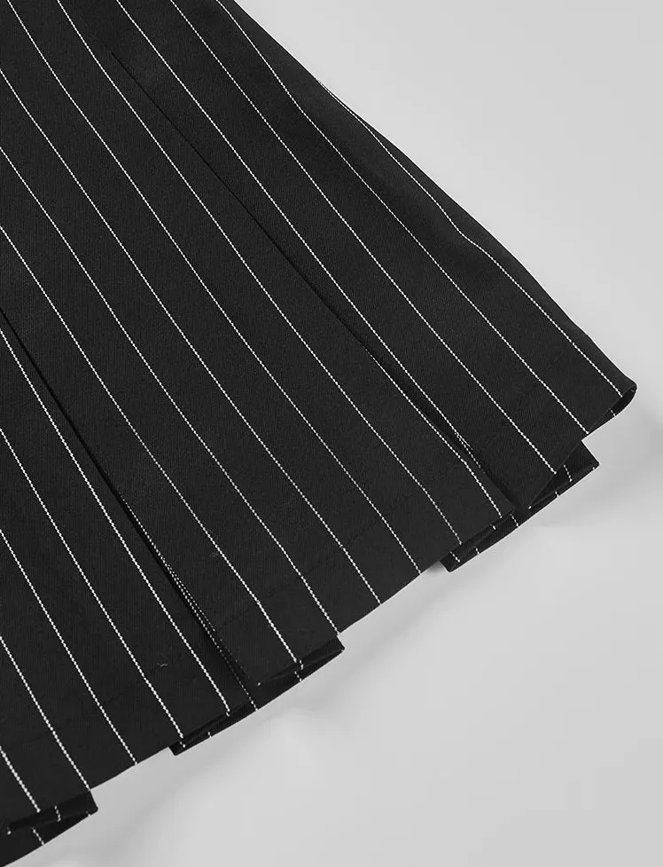Stripe Pleated Mini Skirt