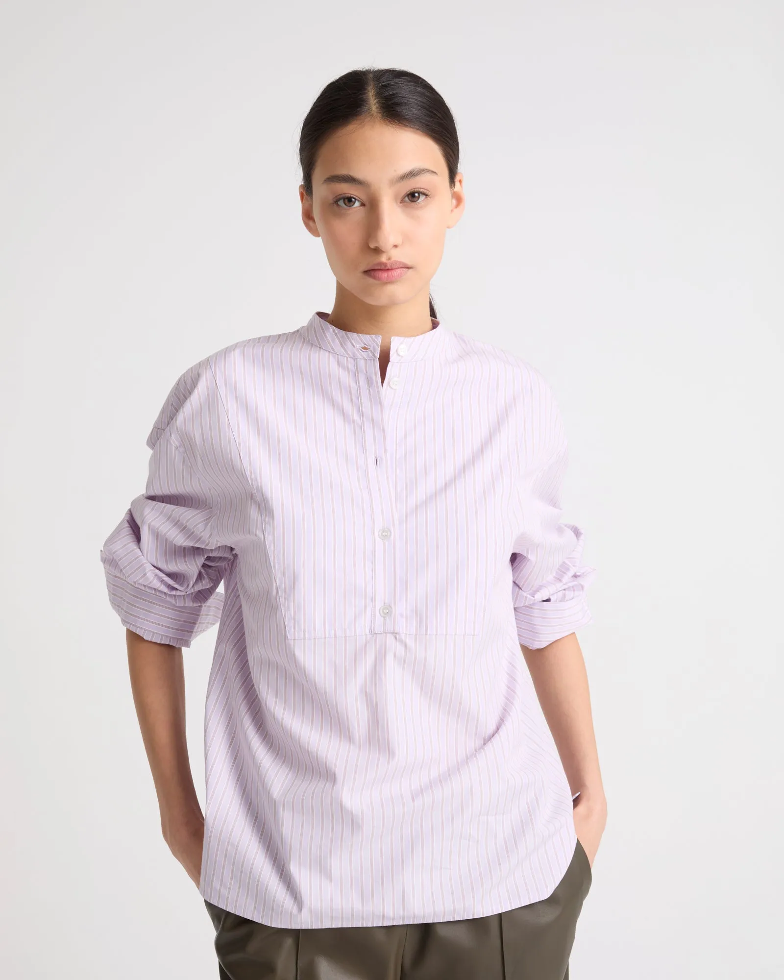 Striped cotton poplin blouse