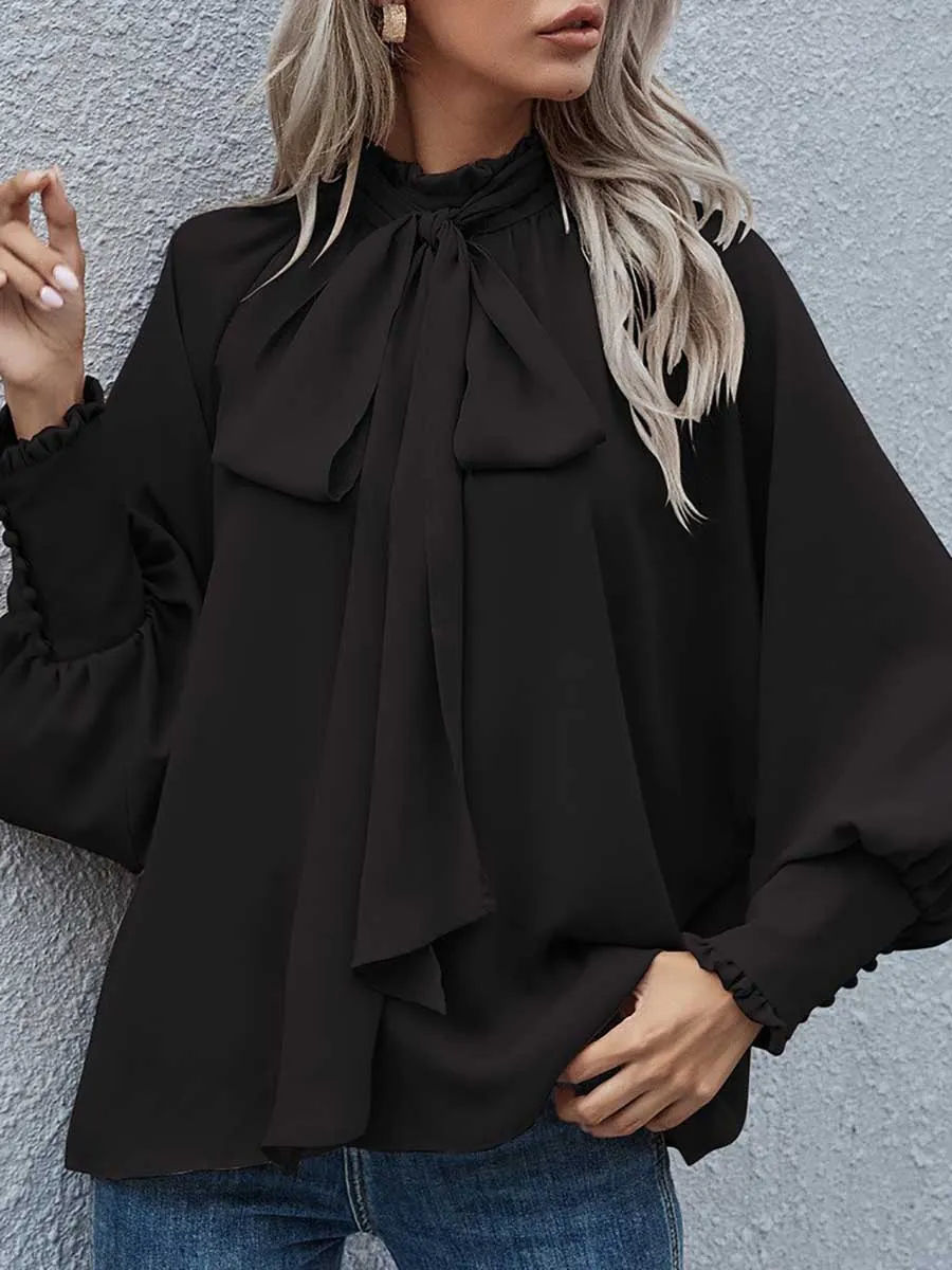 Stunncal High Neck Bow Tie Women's Top