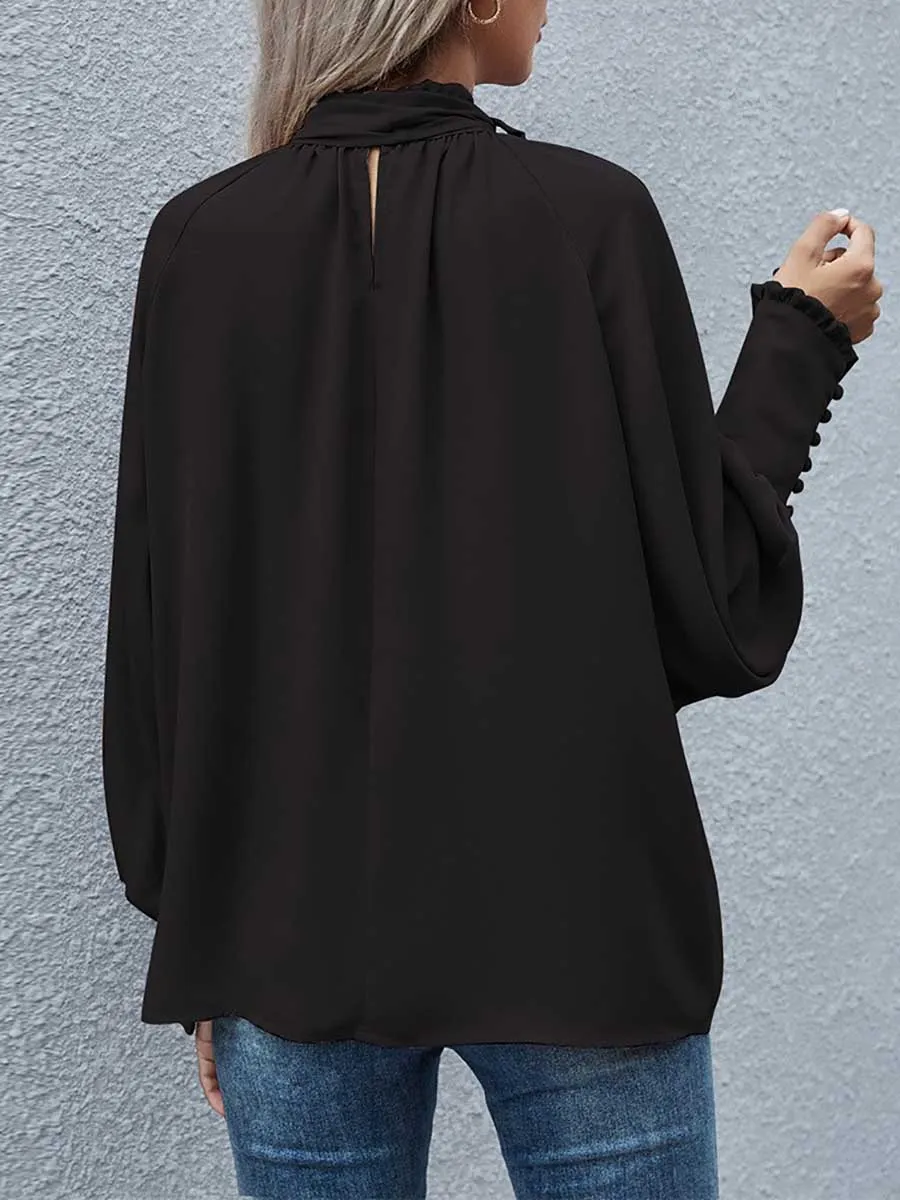 Stunncal High Neck Bow Tie Women's Top