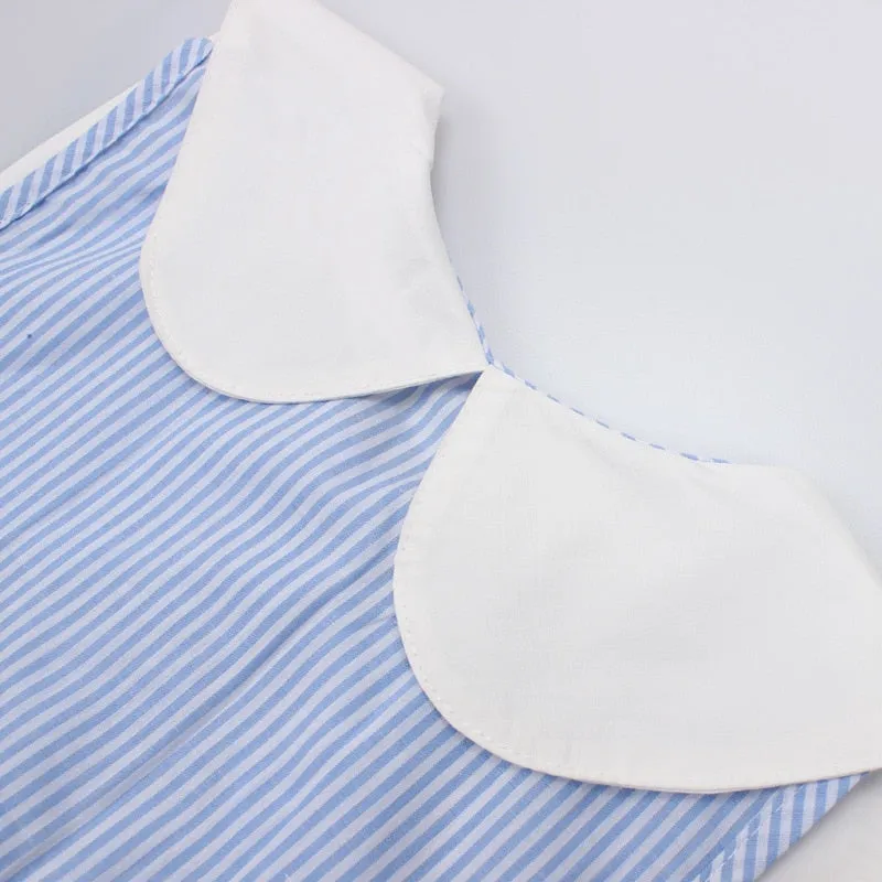 Summer Fancy Princess Dress Embroidered with Сherries  - Sky Blue