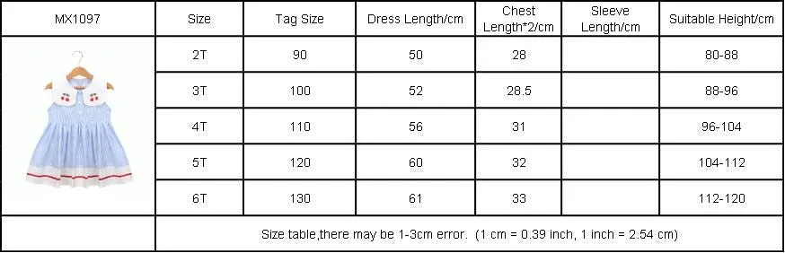 Summer Fancy Princess Dress Embroidered with Сherries  - Sky Blue