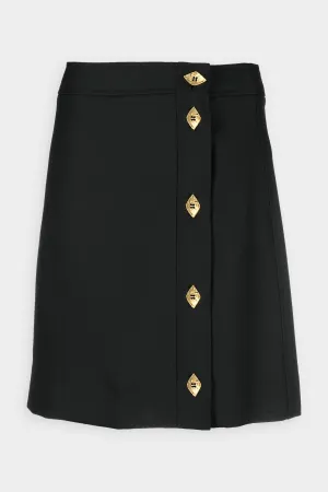 Summer Suiting Button Closure Mini Skirt in Black