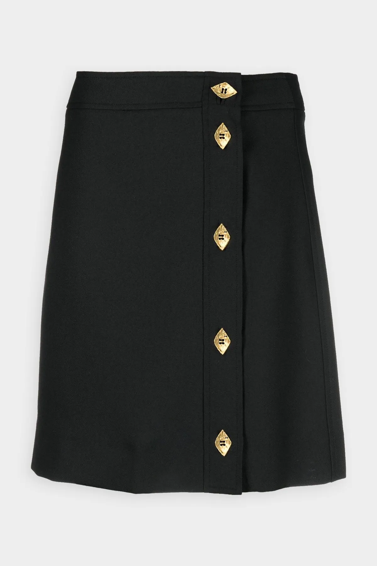 Summer Suiting Button Closure Mini Skirt in Black
