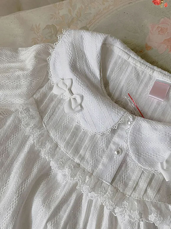 Sweet Lolita Blouses Infanta White Short Sleeves Lolita Top Lace Pleated Lolita Shirt