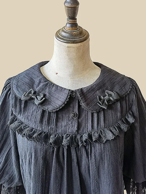 Sweet Lolita Blouses Infanta White Short Sleeves Lolita Top Lace Pleated Lolita Shirt