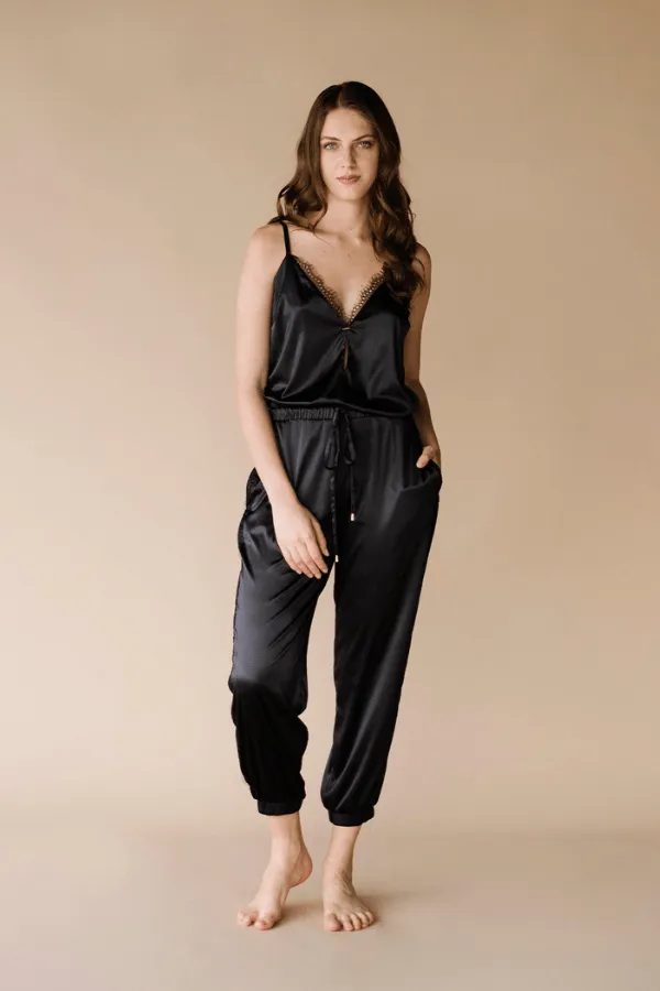 Tapiss Satin Pants- Black