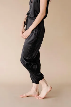Tapiss Satin Pants- Black