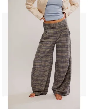 Tegan Barrel Trouser Blue Grey Combo