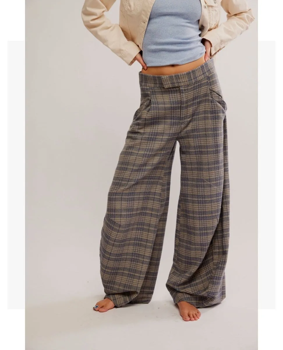 Tegan Barrel Trouser Blue Grey Combo