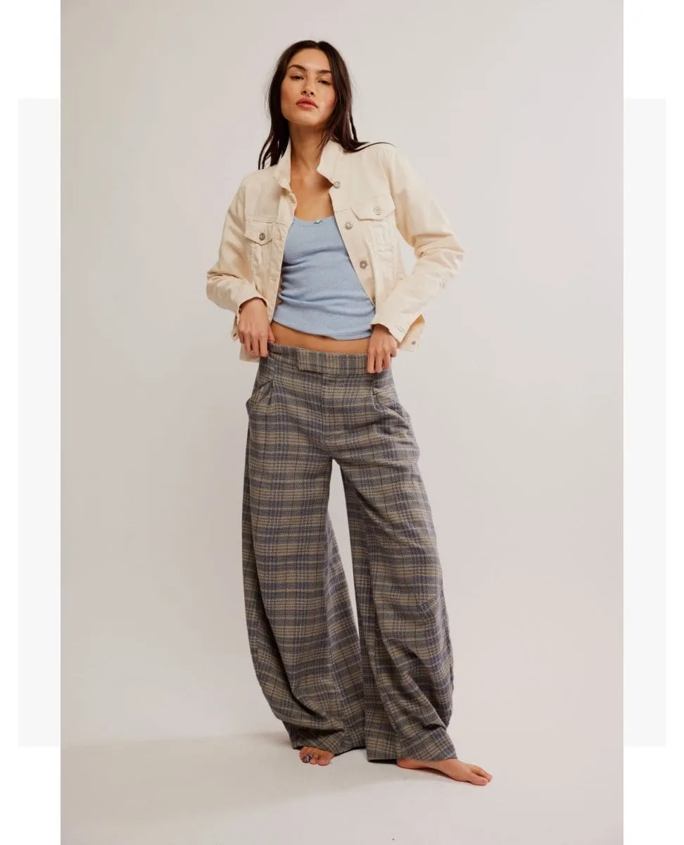 Tegan Barrel Trouser Blue Grey Combo