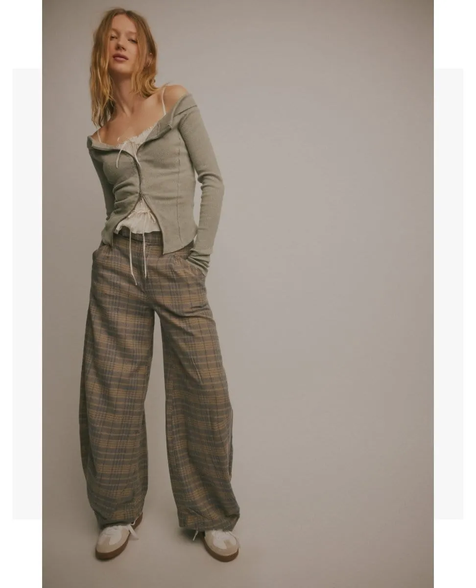 Tegan Barrel Trouser Blue Grey Combo