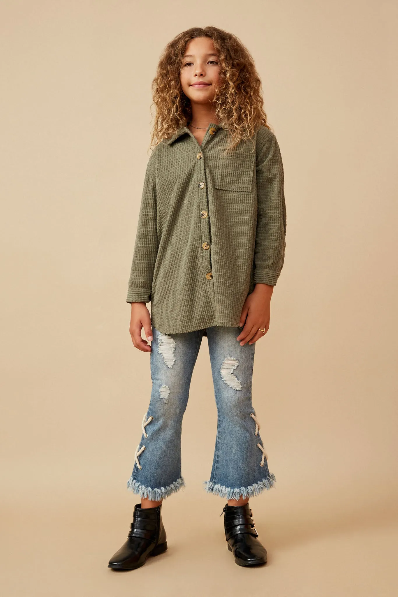 Textured Velvet Yarn Button Up Shacket