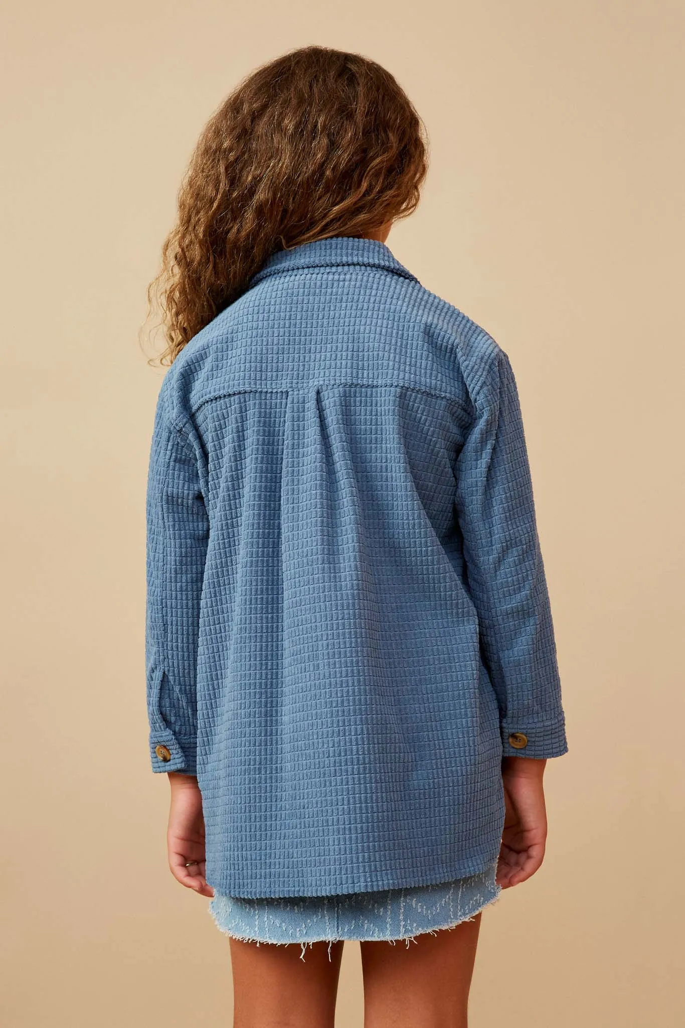 Textured Velvet Yarn Button Up Shacket