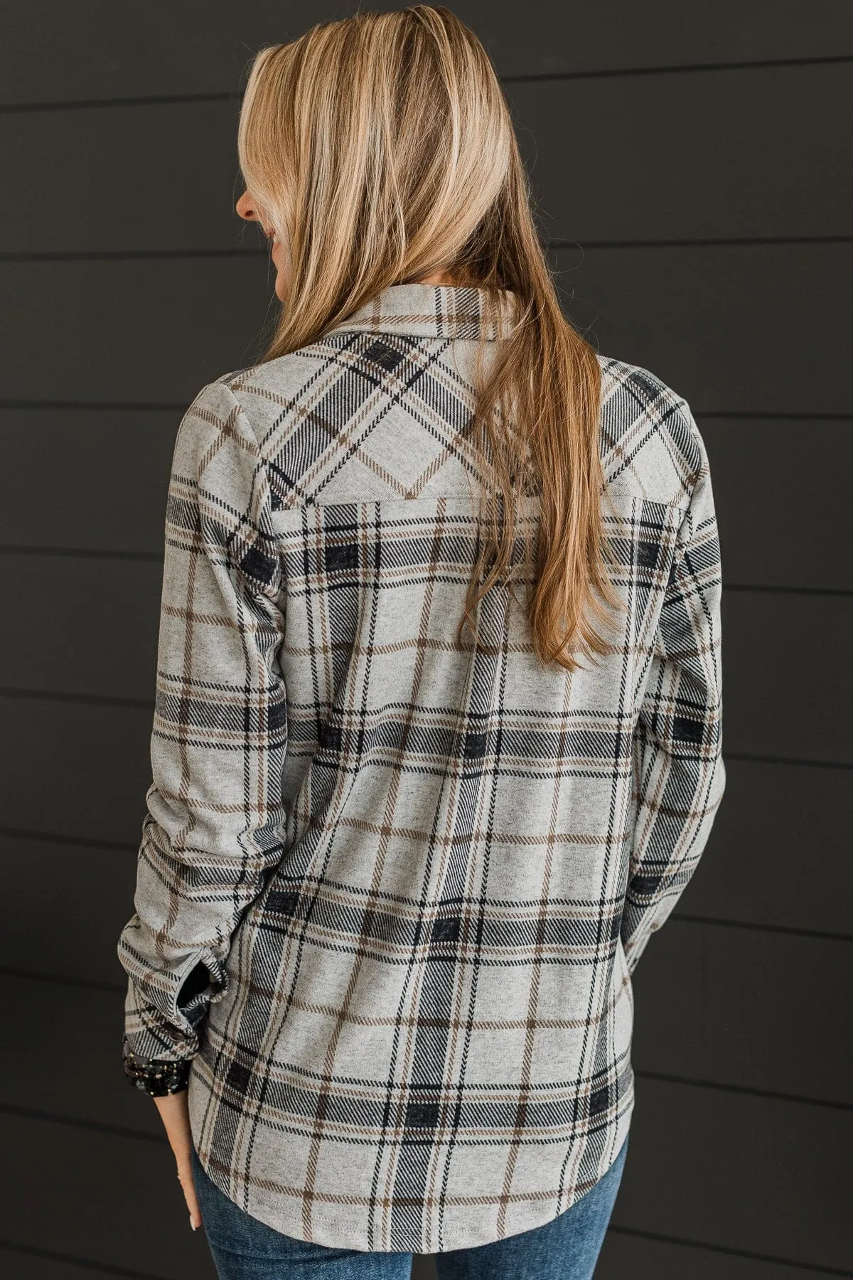 Thread & Supply Free Falling Plaid Shirt Jacket- Heather Grey
