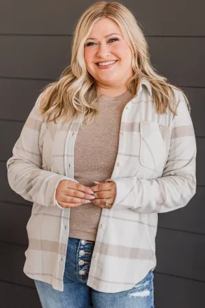 Thread & Supply Free Falling Plaid Shirt Jacket- Light Taupe
