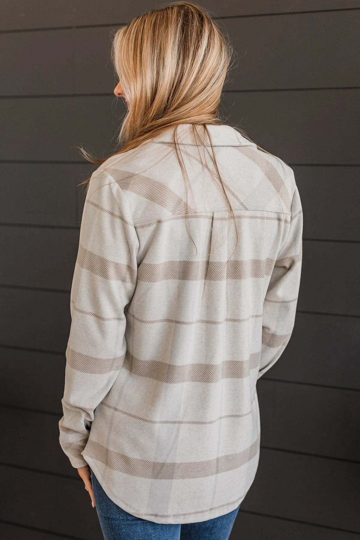 Thread & Supply Free Falling Plaid Shirt Jacket- Light Taupe