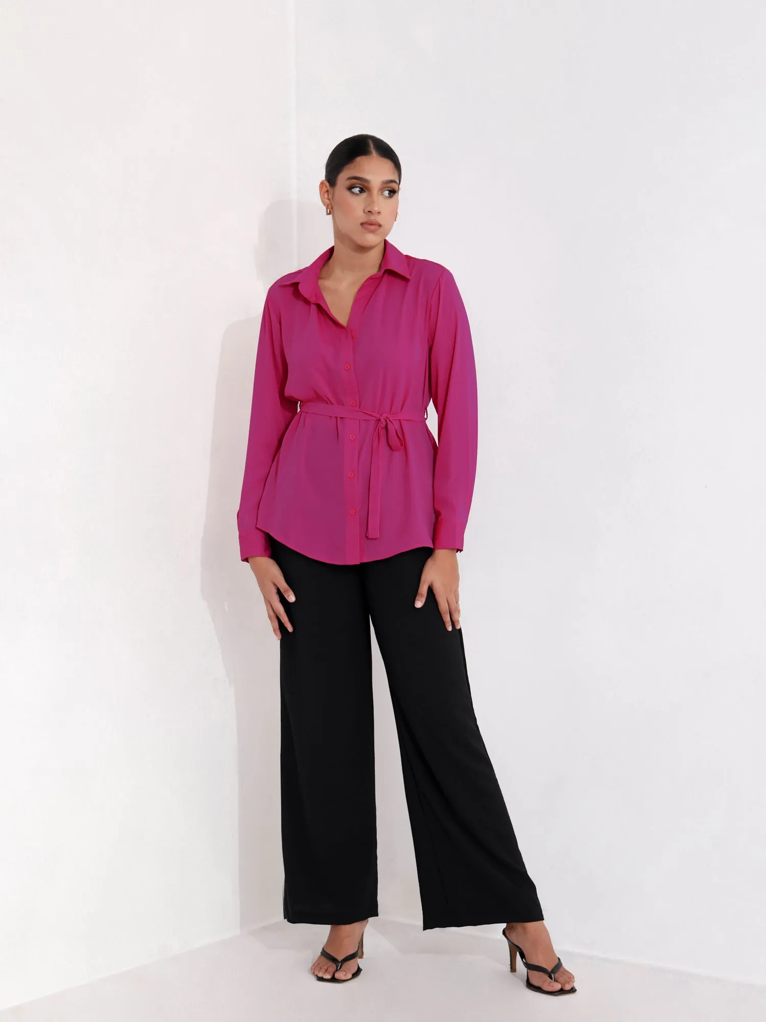 Tie Up Detailed  Button Down Shirt