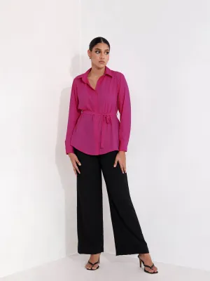 Tie Up Detailed  Button Down Shirt