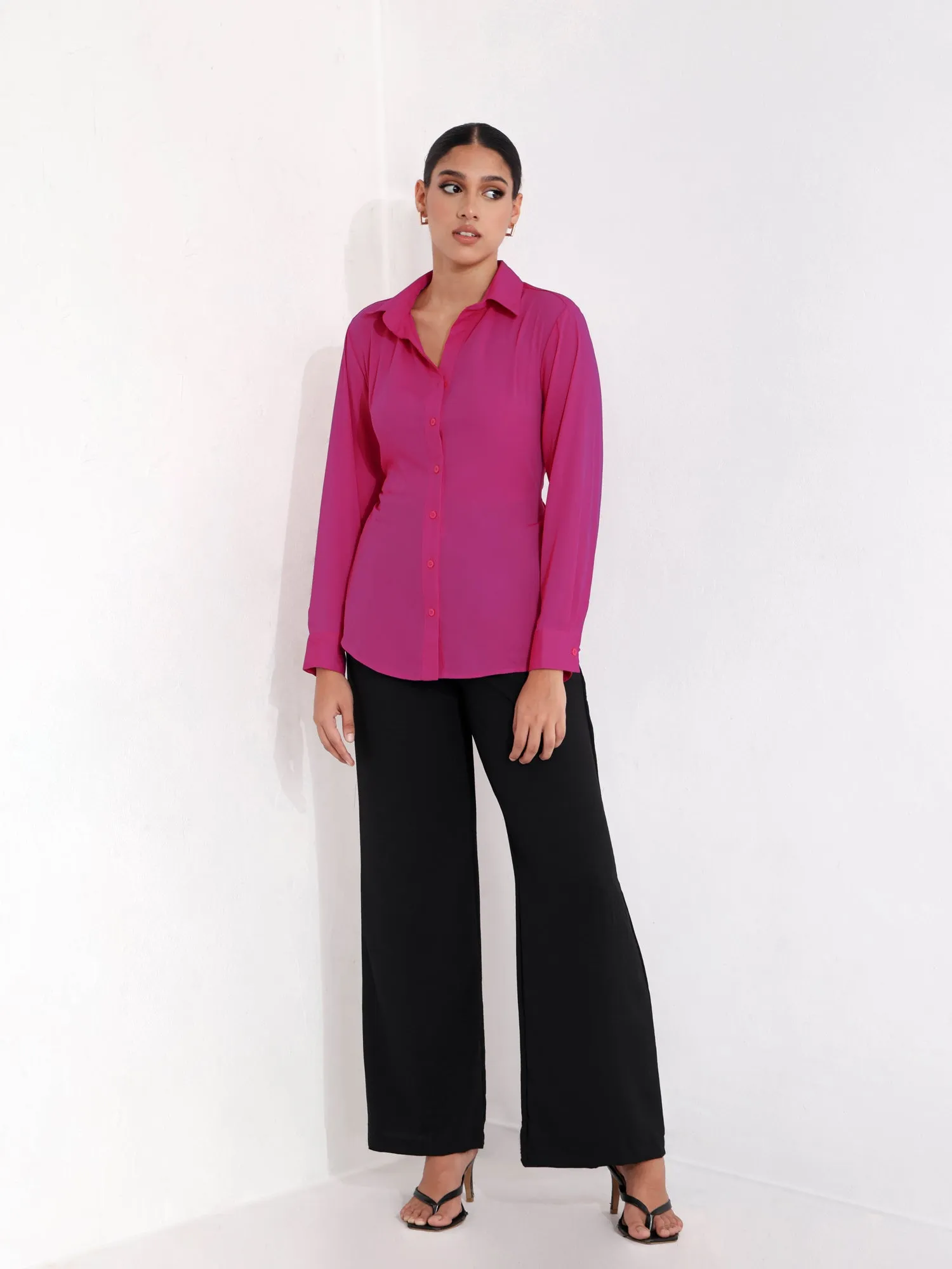 Tie Up Detailed  Button Down Shirt