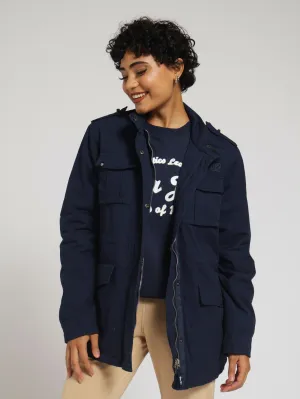 Twill Utility Parka Jacket - Blue