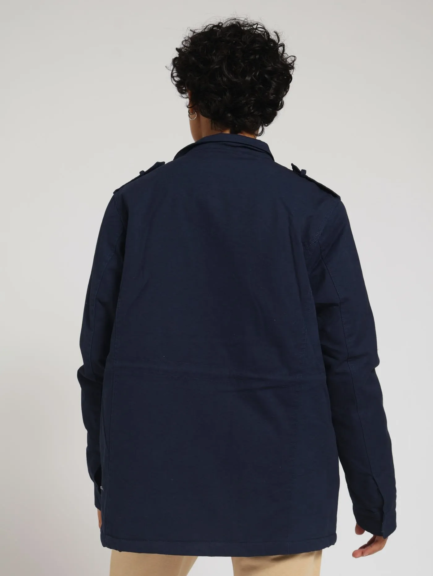 Twill Utility Parka Jacket - Blue