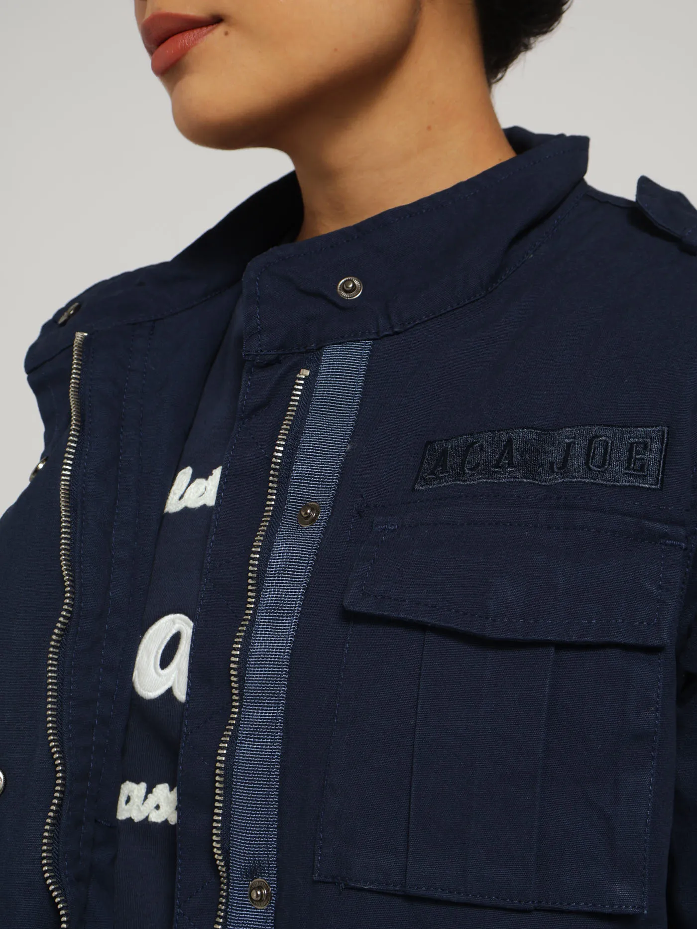 Twill Utility Parka Jacket - Blue