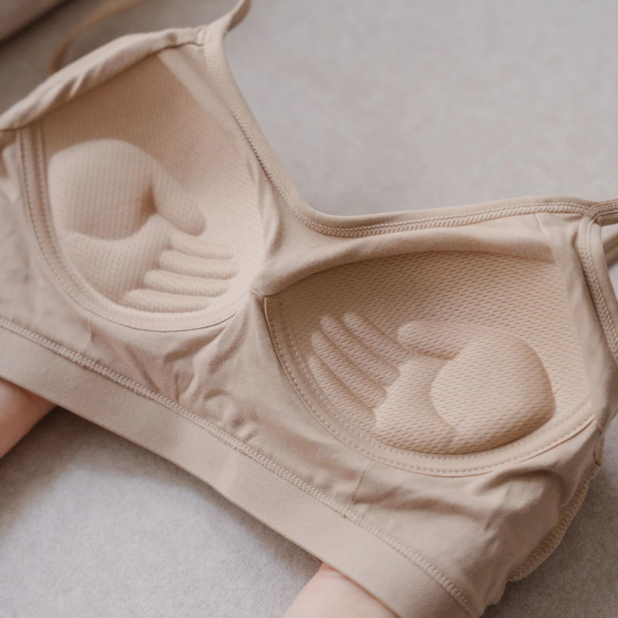Urban Edge! Mini-Crop Sweetheart Bra Top (Solid Cotton) in Creme Nude