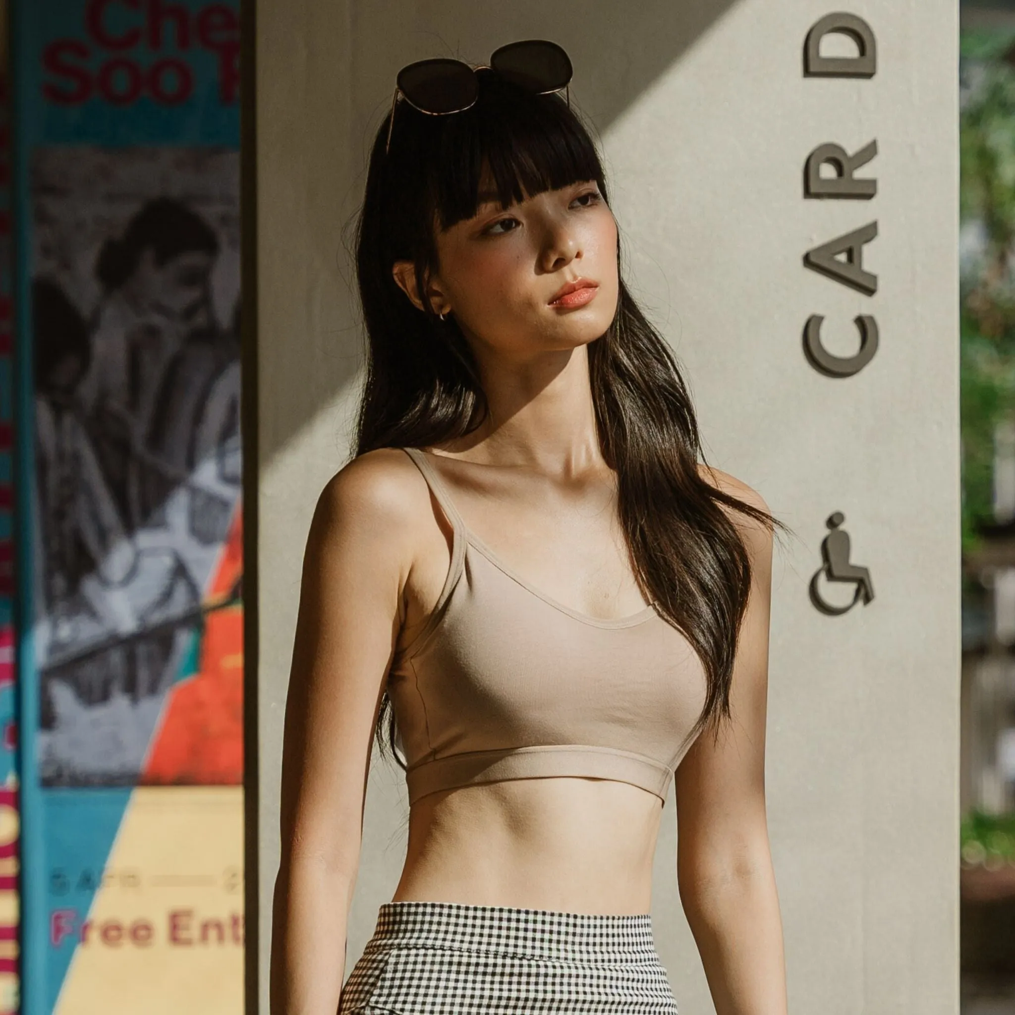 Urban Edge! Mini-Crop Sweetheart Bra Top (Solid Cotton) in Creme Nude