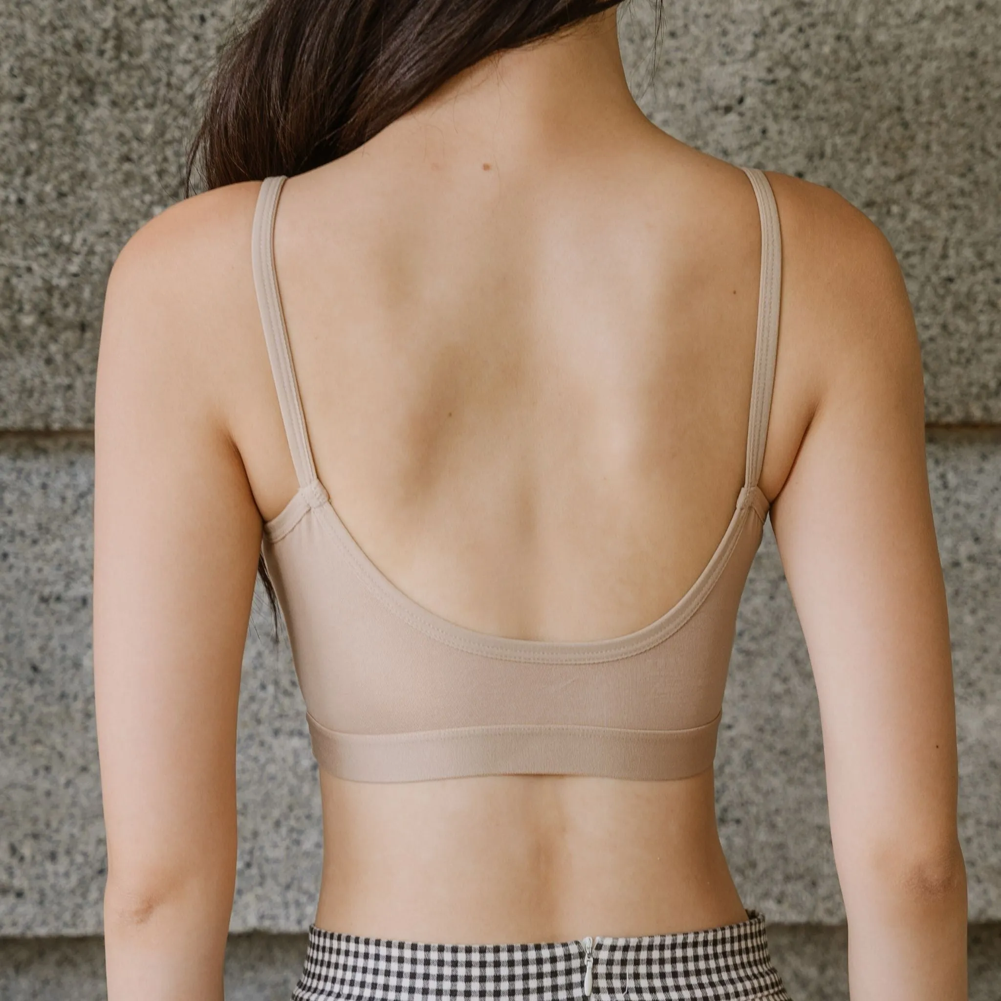 Urban Edge! Mini-Crop Sweetheart Bra Top (Solid Cotton) in Creme Nude