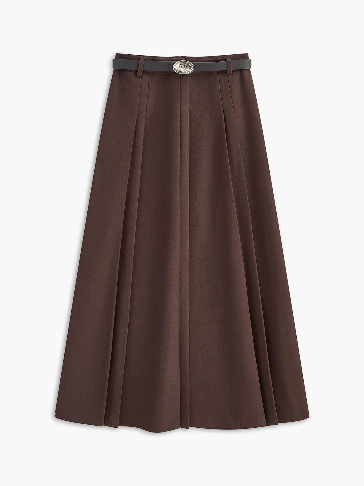 Utility Pleated Belted  Midi Skirt