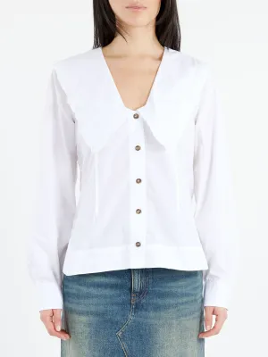 V-Neck Frill Collar Shirt